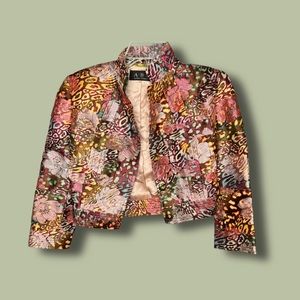 ABS Allen Schwartz Pink Pattern Crop Jacket